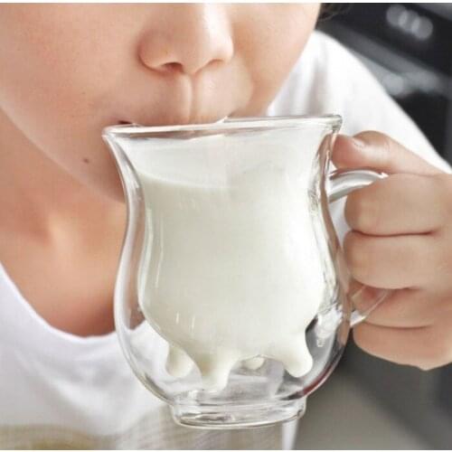 Glass cup coffee cup milk cup small cow coffee cup,Nestle Nespresso SA double wall glass tea mug Thermo Glass free shipping