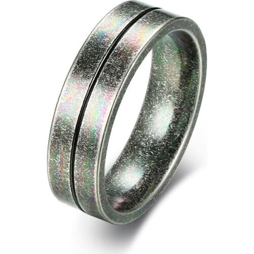 Stylish Surface Finish Stainless Steel Men Ring Antique Vintage Male Band Casual Alliance