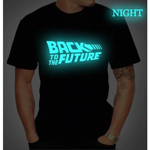 Back To The Future Luminous T Shirt Men Summer Short Sleeve T Shirt Casual Tee Tops Male Streetwear Black T Shirt Koszulka Meska