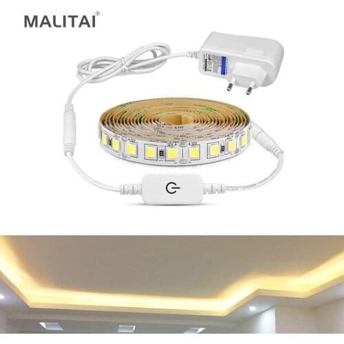 Ultra Bright 5M LED Under Cabinet kitchen light Dimmable Touch Switch LED Strip lamp 4040 110V 220V For Wardrobe Closet lighting