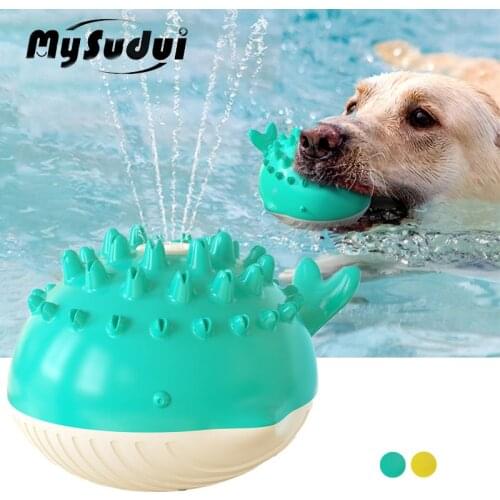 Smart Water Spray Float Dog Toy Chewing Molar Teeth Cleaning Tough Toys For Dog Interactive Electric Bathing Swimming Summer Toy