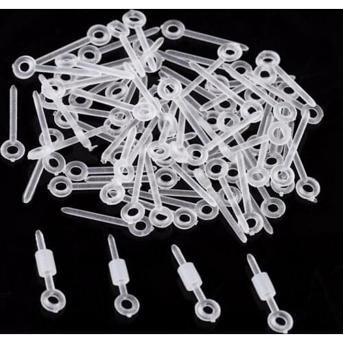 XINYAO 200 Plastic 9-Shaped Ear Needles And 200 Long Cylindrical Silicone Transparent Ear Plugs for Jewelry Making Accessories