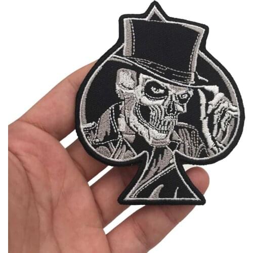Poker A SKULL Embroidered punk biker Patches Clothes Stickers Apparel Accessories Badge