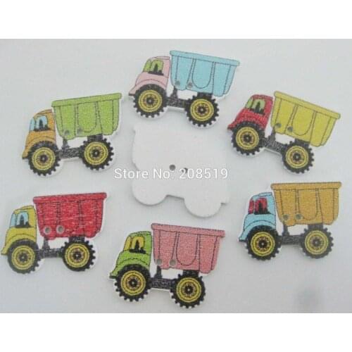 WBNWES 100Pcs Truck Pattern Kids Hand Arts Design Buttons decoration Flat Back sewing accessories