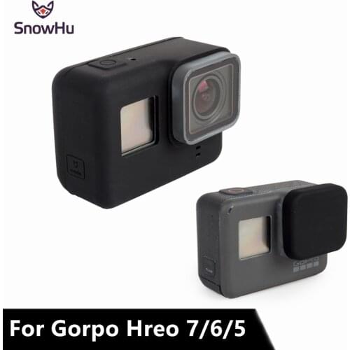 SnowHu for Go pro Accessories Soft Silicone Case Protection lens Cover for Gopro Hero 7 6 5 Action Camera Standard Frame GP502