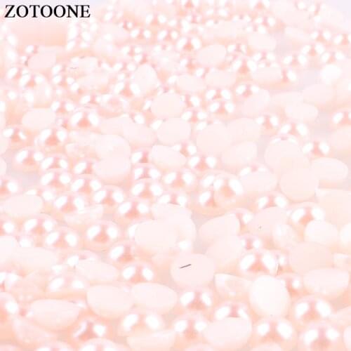 ZOTOONE 1000Pcs Light Pink ABS Resin Half Round Pearls Glue On Rhinestones For Nail Clothes Flatback Crystal Strass Applique E