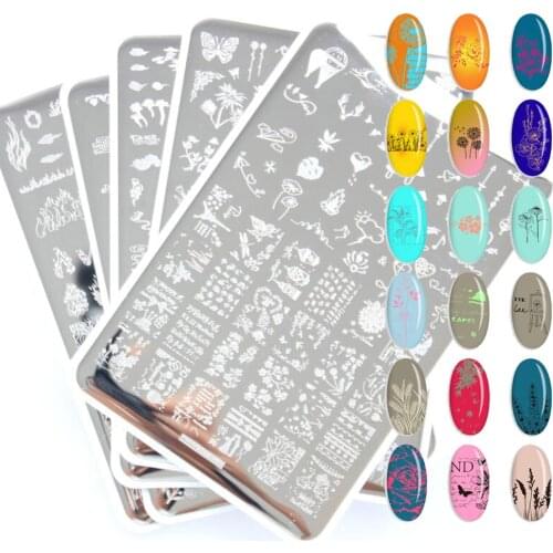 1pc 14.5*9.5cm Stainless Steel Nail Stamping Plates Flower Love Heart Lace Flame Totem Image Stencil Nail Art Stamp Template KL0
