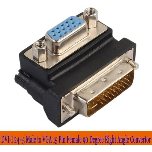 10pcs/lot Angled 90 Degree 15 Pin VGA SVGA Female To DVI 24+5 male DVI to RGB Adapter connector converter DVI VGA Jack