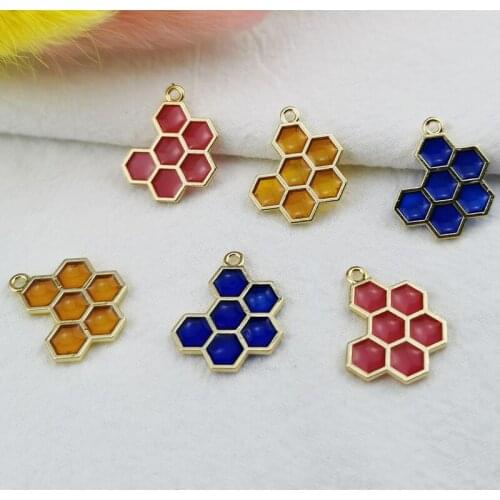 20pcs 16x20mm enamel charm honeycomb charm for jewelry making and crafting fashion earring charm fashion pendant