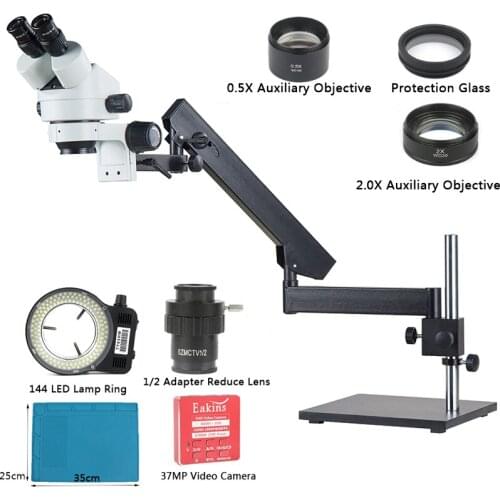 3.5X 7X 45X 90X Big Stand Arm Pillar Clamp Simul-Focal Industrial Trinocular Microscope + 37MP 1080P FHD HDMI USB Video Camera