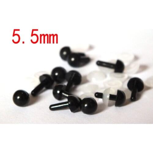 5.5mm Black Plastic Safety Eyes for Teddy Bear Doll Animal Puppet Crafts--100pcs