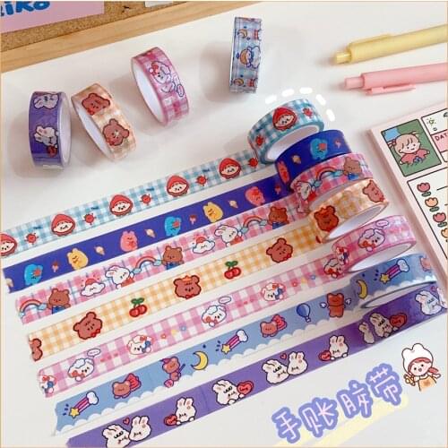 5M Cute Bear Rabbit Washi Masking Tape Diary Scrapbooking Journal Album Decorative Adhesive Tape Gift Kawaii School Stationery