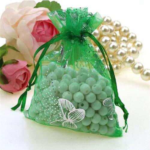 50pcs 7 * 9cm Jewelry Packaging Drawable Organza Sheer Gauze Element Pouches Bags Bronzing Rose Eugen Gift Candy Bags 5ZSH332