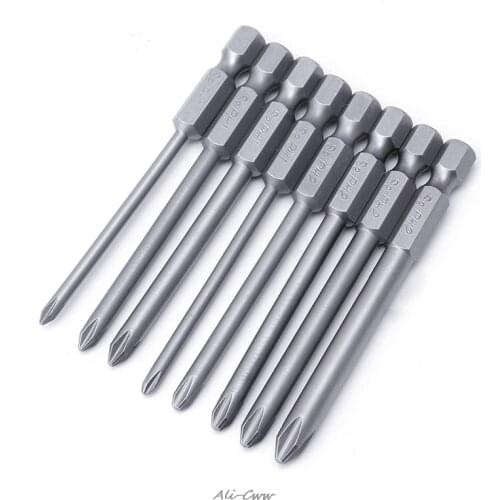 8pcs 75mm Long Magnetic Head Cross Hex Alloy Steel Screwdriver Bits Set