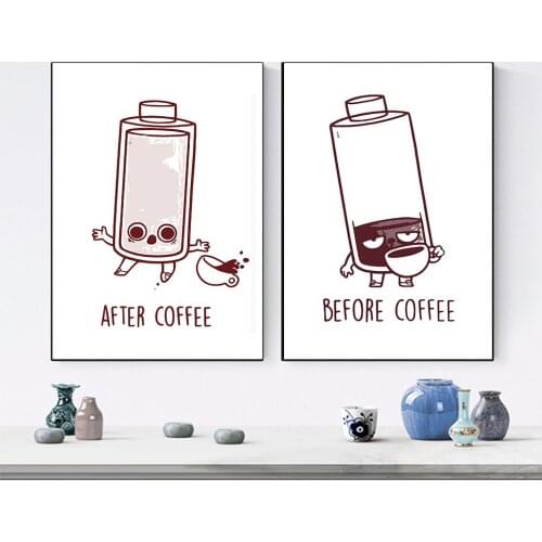 Abstract Coffee Print Interesting Poster Modern Food Wall Art Canvas Painting Kitchen Living Room Nordic Home Decoration Picture