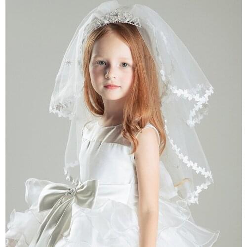 Kids Crown Flower Girl beautiful Children Wedding Lace Headwear Veil jewelry Petticoat Fit Girl Opening Ceremony Birthday party