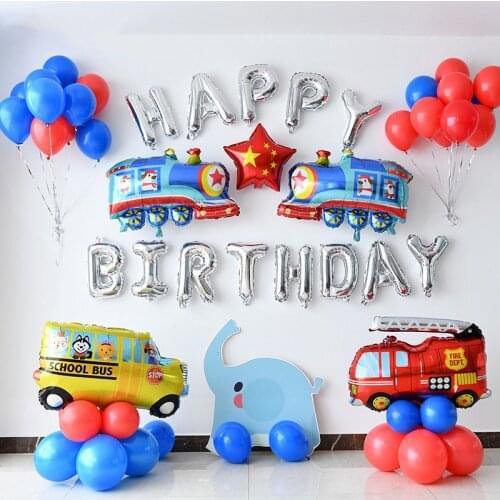 10pc Big Sise Ambulance Excavator Tank Car Fire Truck Foil Balloon Birthday Party Decorations Baby Shower Decor Kids Toys Globos