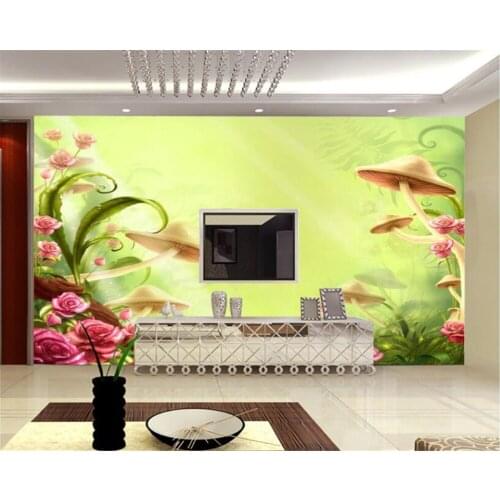 Fantasy Mushroom Flower Flower TV Wall Decorative Painting 3d Wallpaper Modern fashion sofa TV Desktop Wallpaper mural Beibehang