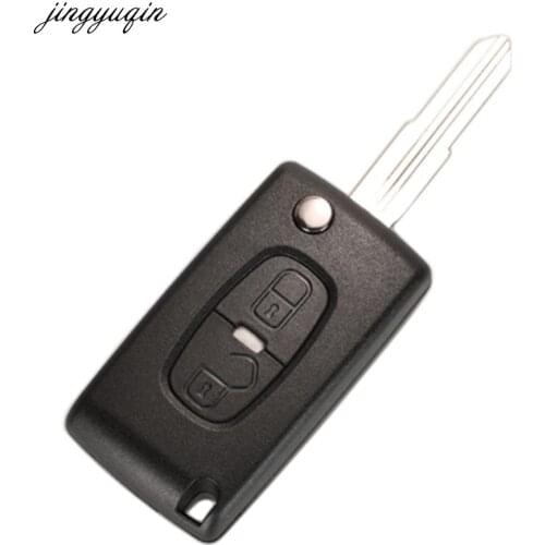 Jingyuqin 5ps Flip Remote Car Key Case Shell For Peugeot 4007 ET 4008 Citroen C-Crosser C4 Aircross 2Button MIT-11R Blade CE1731