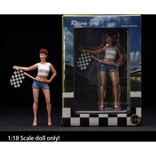 Racing girl Doll Figure Model 1/18 Scale For Car Model Scene Display Resin PVC Figure Doll Model Toys