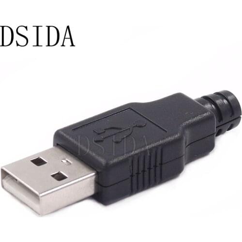 IMC hot New 5pcs Type A Male USB 4 Pin Plug Socket Connector With Black Plastic Cover