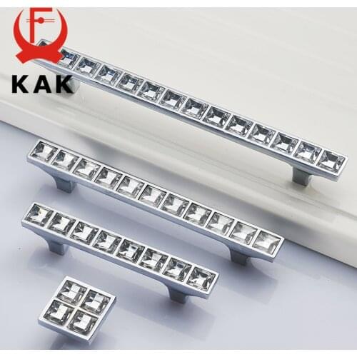 KAK Crystal Diamond Cabinet Handles Luxury Zinc Alloy Fashion Cabinet Door Pulls Drawer Knobs European Wardrobe Furniture Handle