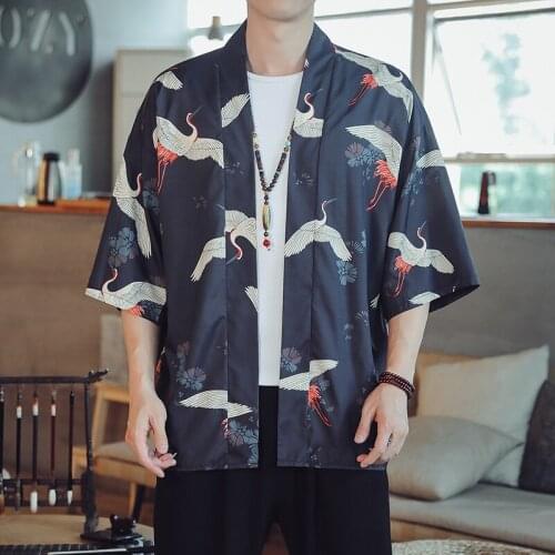 Chinese Style Shirt Kung Fu Clothes Kimono Cardigan Men Traditional Yukata Japanese Samurai Clothing Casual Asian Clothes 30663