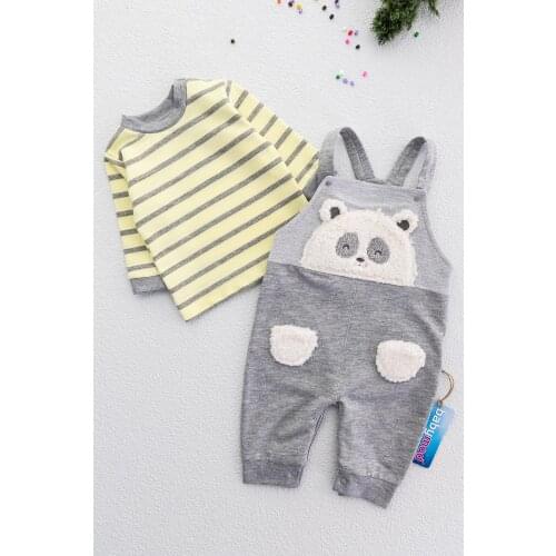 Panda Figured Baby Boy Overalls Overalls Baby Set