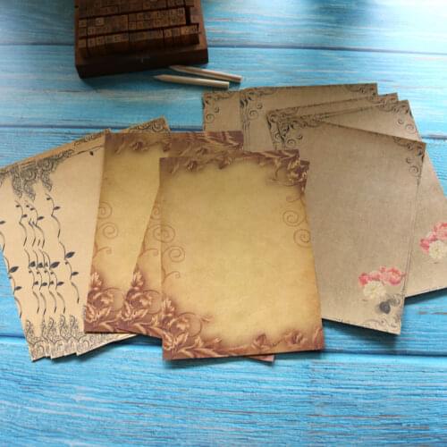 Kraft Brown Letter Paper 16sheets Vintage Flower Design Letterhead Letter Writing Paper Letter Pad Drawing Sketch Letter Paper