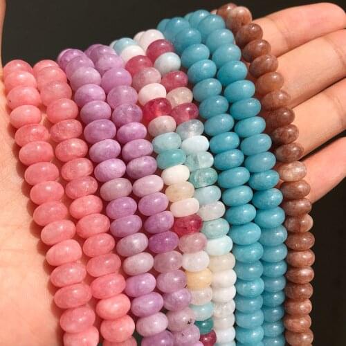5x8mm Natural Oblate Morganite Angelite Stone Beads Round Rondelle Loose Spacer Beads For Jewelry Making Diy Bracelets Necklace