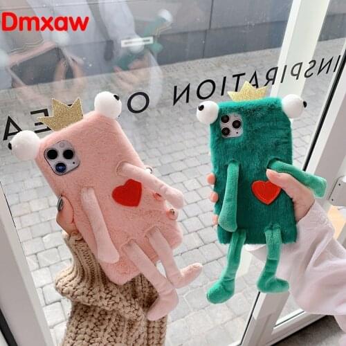 Fur Plush Cartoon funny cute frog Phone Case For Realme C11 C12 C15 6 6S 5 X2 X50 Pro XT X2 Q 5i 5s X C3 Case