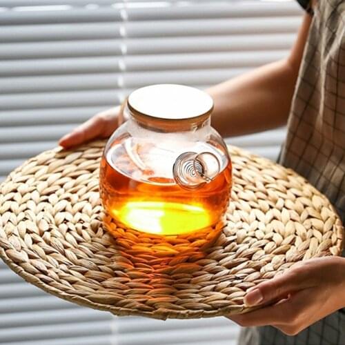 Multifunctional Round Woven Placemats for Dining Table Straw Braided Placemat Heat Resistant Non-Slip Weave Placemats