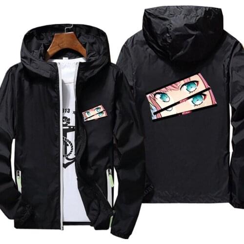 Darling in the Franxx print Jacket men windbreaker Reflective jacket mens street windbreaker hoodie zipper thin jacket casual