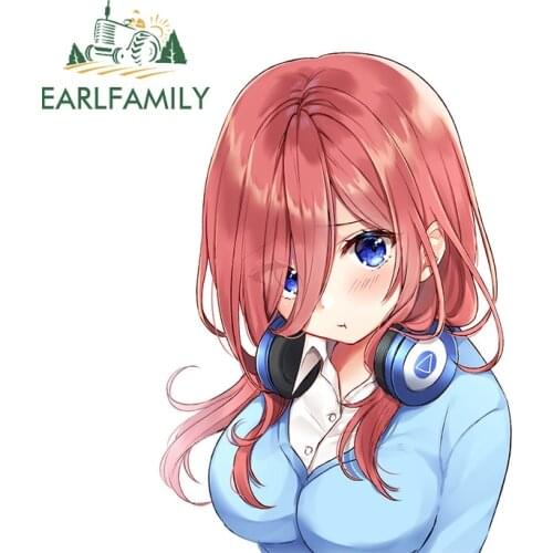 EARLFAMILY 13cm x 9.4cm For Miku Nakano RV Car Stickers Vinyl Decal Car Assessoires Motorcycle Sticker Personality Scratch-Proof