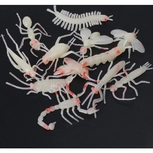 Novelty 12Pcs Soft Spider Insect Night Glow Worms Halloween Toy Joke Gag