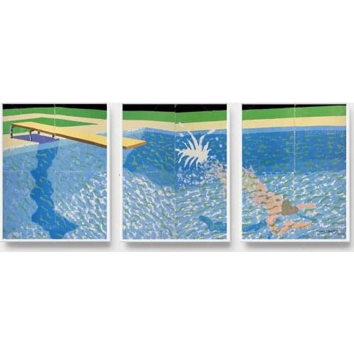 David Hockney poster, David Hockney pool art print, David Hockney pool, diving board, splash print poster