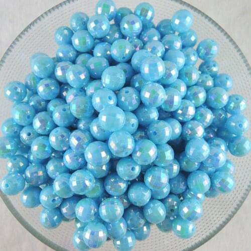 Wholesale Blue DIY Loose Round Plastic Acrylic Faceted Beads 6mm 8mm 10mm AB Color Jewelry Accessories Wholesale YK-44