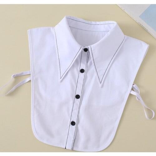 Detachable Solid Color Shirt Hollo Shirt Woman Chiffon Fake Half hite Shirt Beads Detachable Collar Fake Women Vintage Crystal