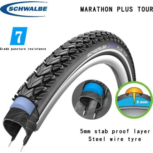 Schwalbe marathon plus tour tire 26 inch steel wire stab proof 700X35C 700X45C mountain bike long distance travel tire