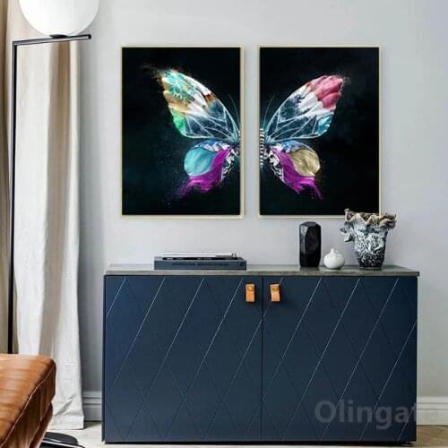 Nordic Animal Abstract Canvas Painting Colorful Butterfly Wall Art Posters Prints And Pictures Home Living Room Decoration Gift