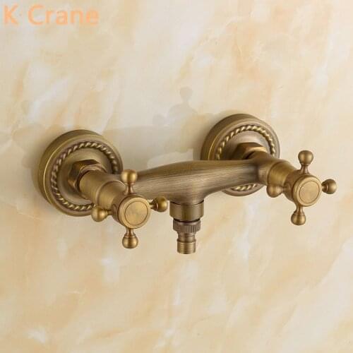 Bath Shower Faucet Wall Mounted Hot Cold Water Mixer Tap Bathroom Antique Gold Brass Grifos Wash Machine WC Mop Taps Torneira