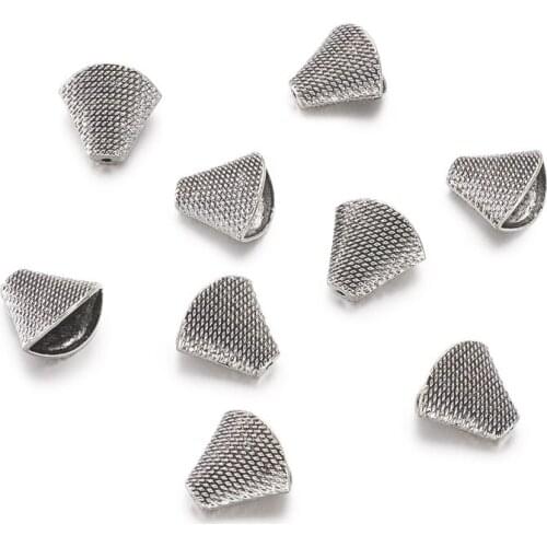 10pcs Trapezoid Tibetan Style Alloy Bead Cap for Jewelry Making DIY Bracelet Necklace Findings 20x18.5x11.6mm Hole: 2mm