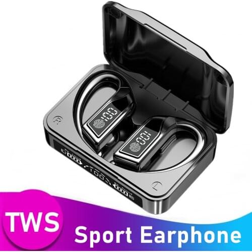 Tongdaytech TWS Sports Bluetooth Earphone Wireless Earphones LCD Display 3D Stereo HiFi Sound Headset Earbuds With Charging Box
