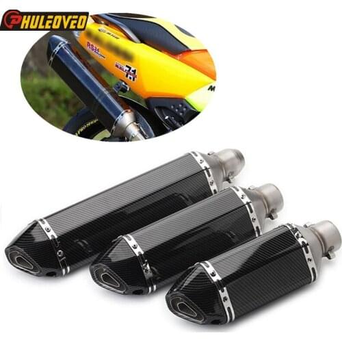 Universal Motorcycle Exhaust Muffler ID:51mm L:470mm/370mm/310mm Motorbike Muffler Exhaust Escape DB Killer Small Hexagon