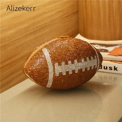 Rugby Shape Rhinestone Evening Clutch bag Women 2020 New Designer Personality Shiny Diamond Egg Shape Ball Dinner Purse Party