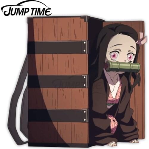 Jump Time 13 x 12.3cm For Demon Slayer Nezuko Kamado in Box Anime Vinyl Car Sticker Laptop Windshield Occlusion Scratch Decals