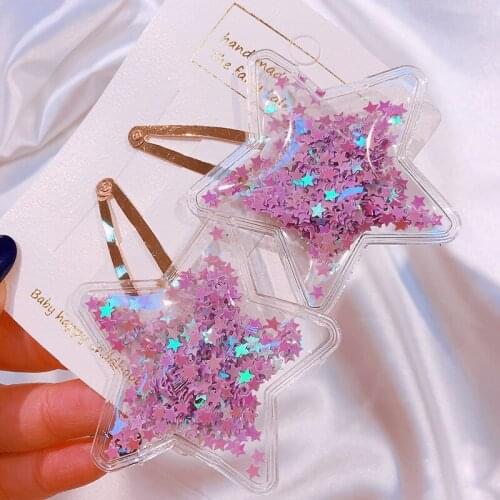 Childrens Colorful Sequins Hairpins For Girls Cute Star Heart Hair Clips Fashion Korean Hair Jewelry Kawaii Hairpins Accessory
