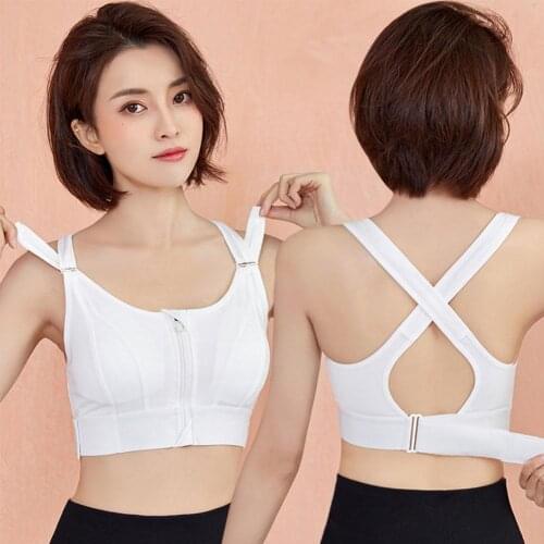Women Sports Bra Adjustable Belt Zipper Yoga Running Running Crop Vest Breathable Underwear Fitness Shockproof Bras Tops Z2B5