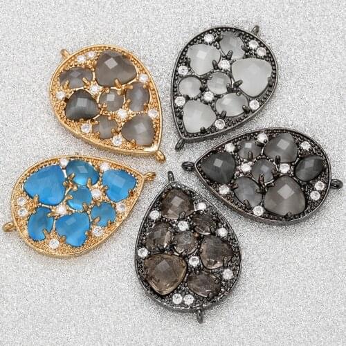 ZHUKOU 21x32mm high quality brass crystal connector for necklace bracelet jewelry accessories Making Findings model: VS401