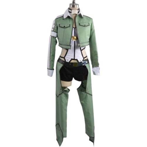 2017 Asada Shino Cosplay Sword Art Online 2 Sinon Military Costume Sinonon Green White And Black Costume